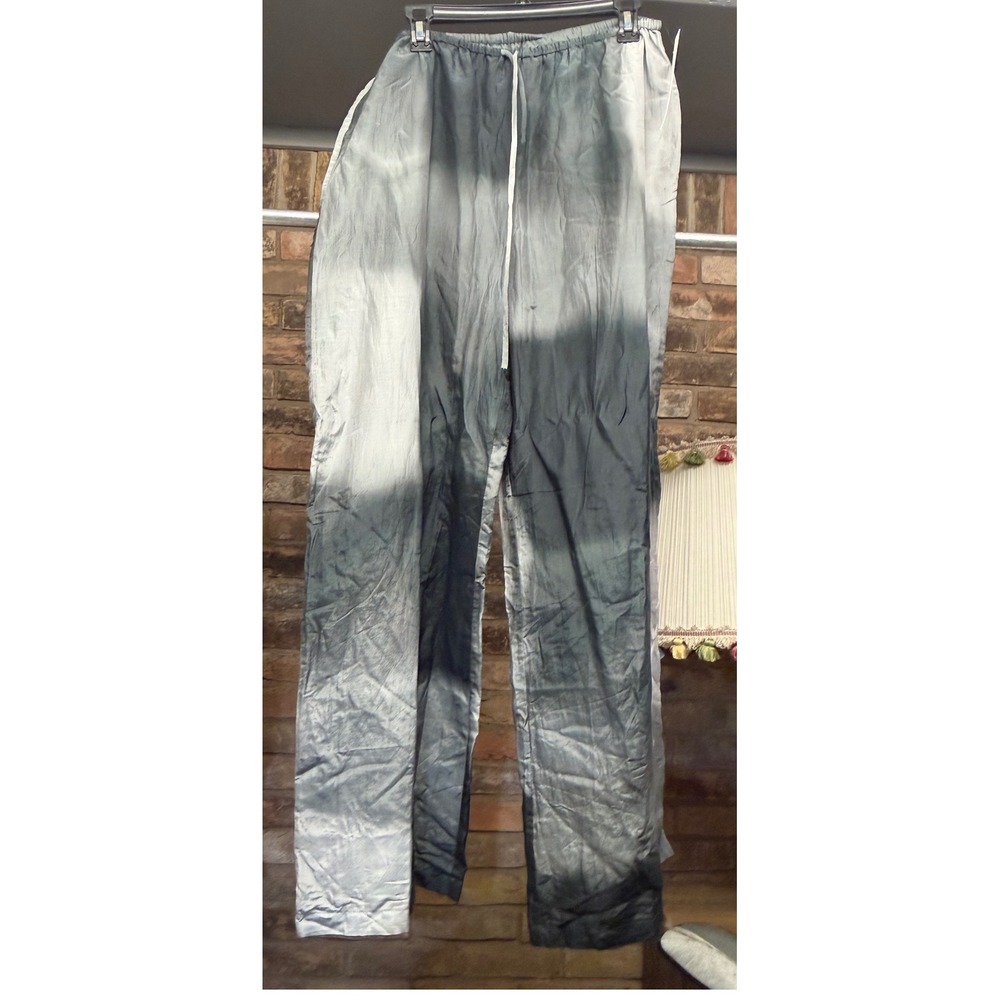 DISSH Silk Cotton Blend Wide Leg Tie Dye Pants Gray White Size US 12